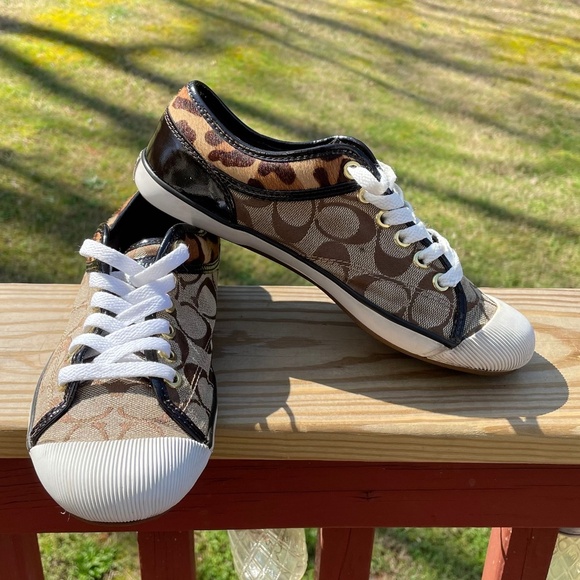 Coach Sneakers- Leopard "Zorra" Signature  Sneakers Size 7B - Picture 1 of 14